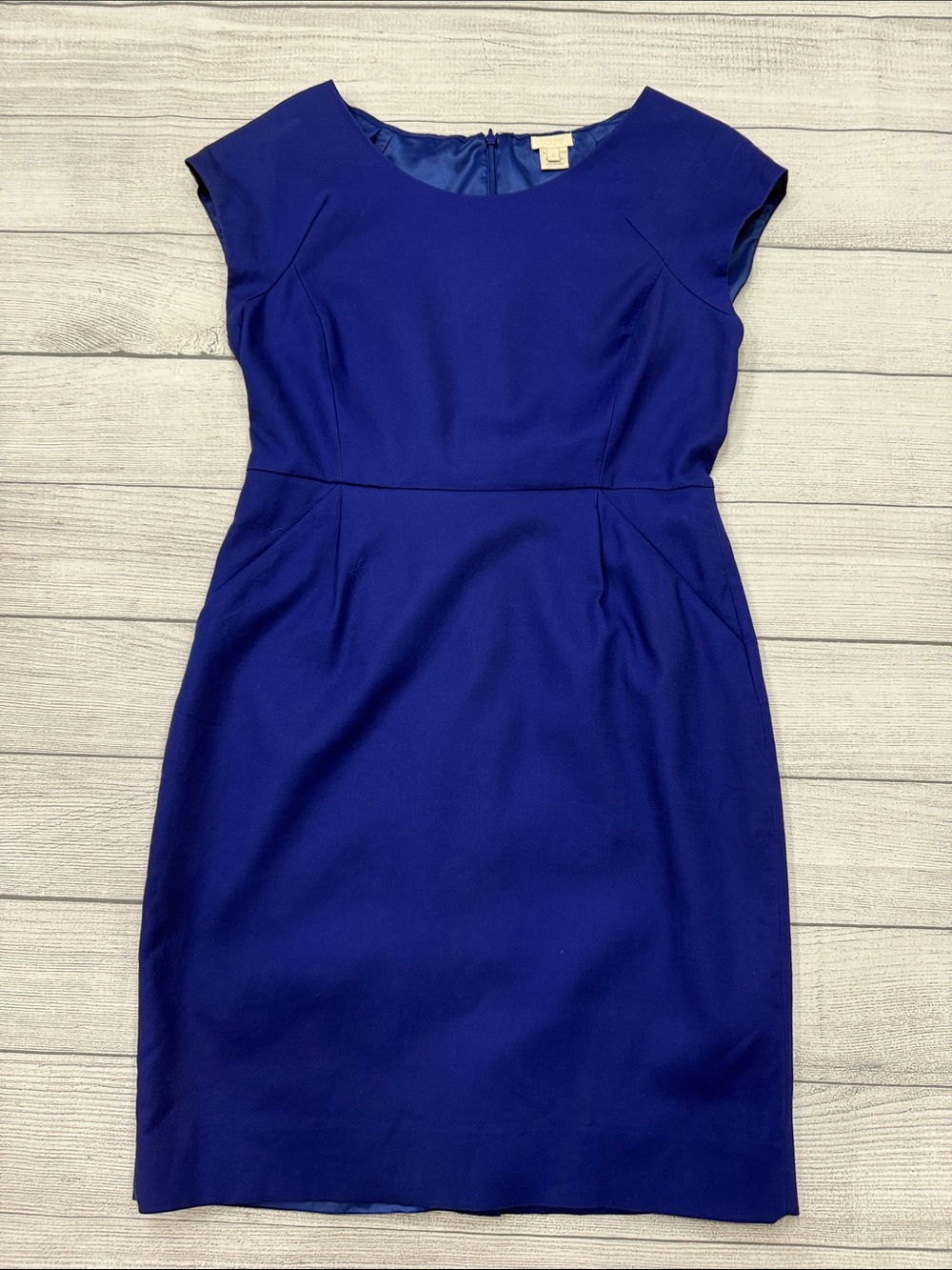 J.Crew Royal Blue Sheath Dress Size 8 Cap Sleeve Career